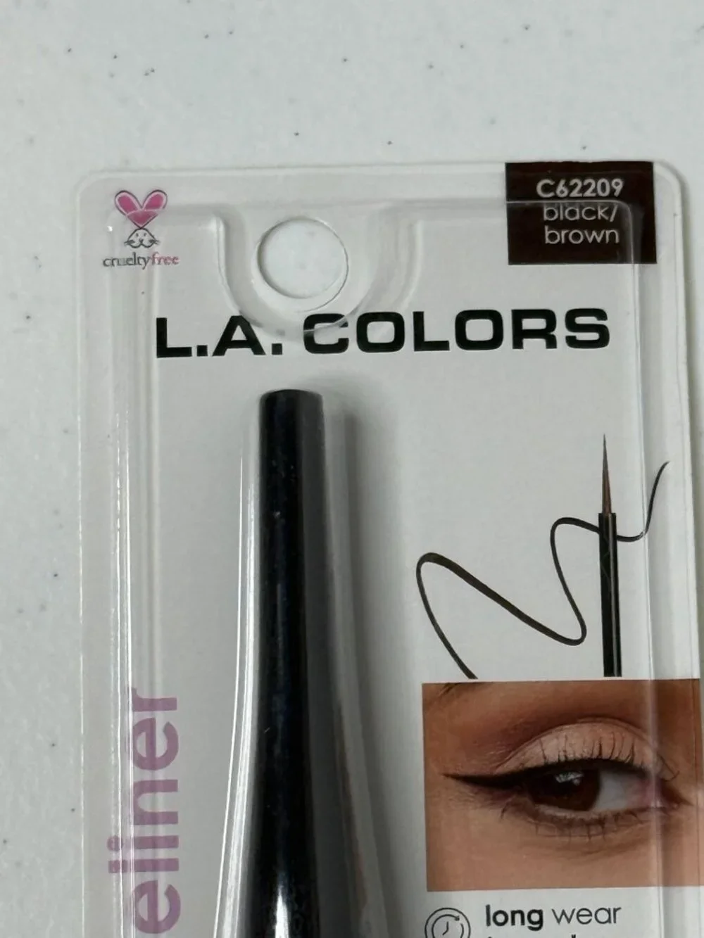 L.A. Colors Liquid Eyeliner Black Brown C62209 Ultra Fine Brush Long Wear New